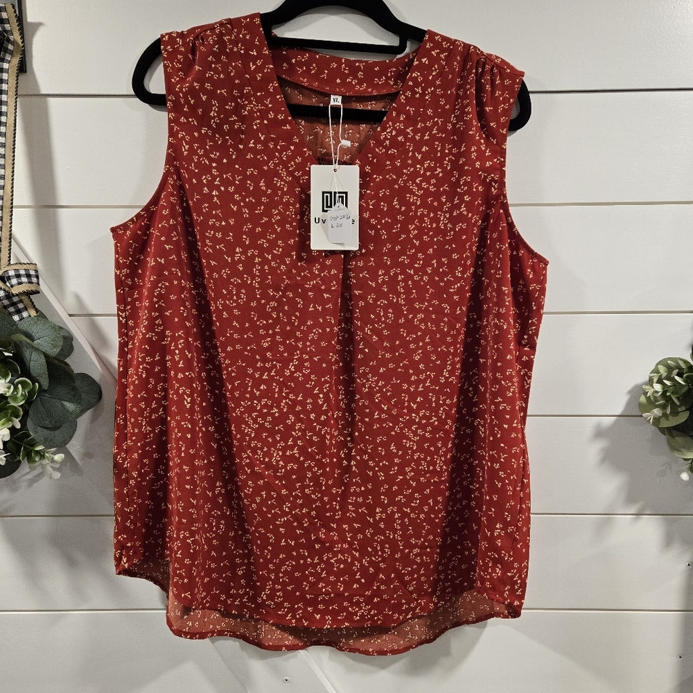 Umgee Sleeveless Relaxed Red Blouse